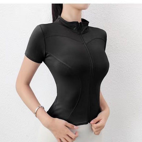 B-READY Women's Yoga Short Sleeve Coat Short Sports Fitness