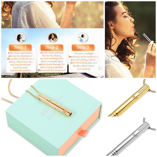 B-READY Stainless Steel Adjustment Relieves Anxiety Breathing Necklaces Couple Stress Fidget Spinner Whistle Pendant Jewelry B-PREPARED 2026