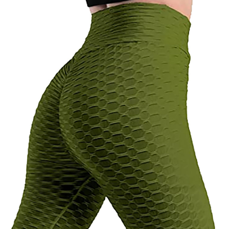 B-READY Women Cropped High Waisted Yoga Pants Bubble Hip Butt Lifting Leggings