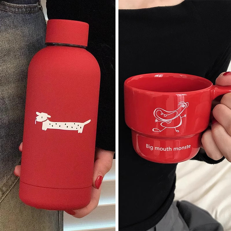 Cute Red Puppy Insulated Cup