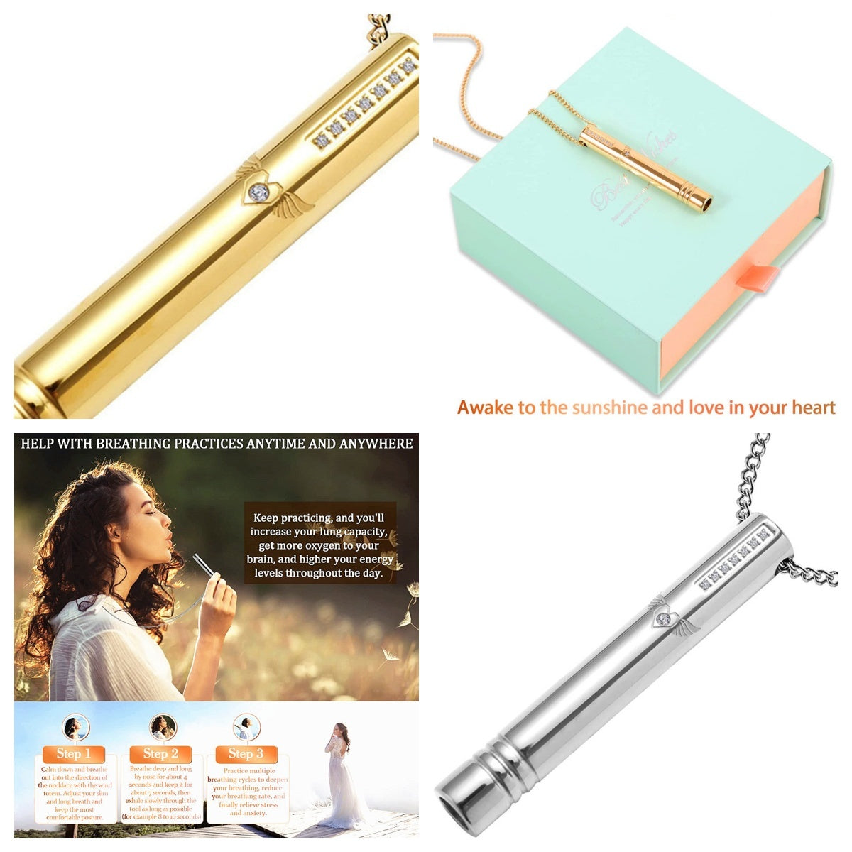 B-READY Stainless Steel Adjustment Relieves Anxiety Breathing Necklaces Couple Stress Fidget Spinner Whistle Pendant Jewelry B-PREPARED 2026