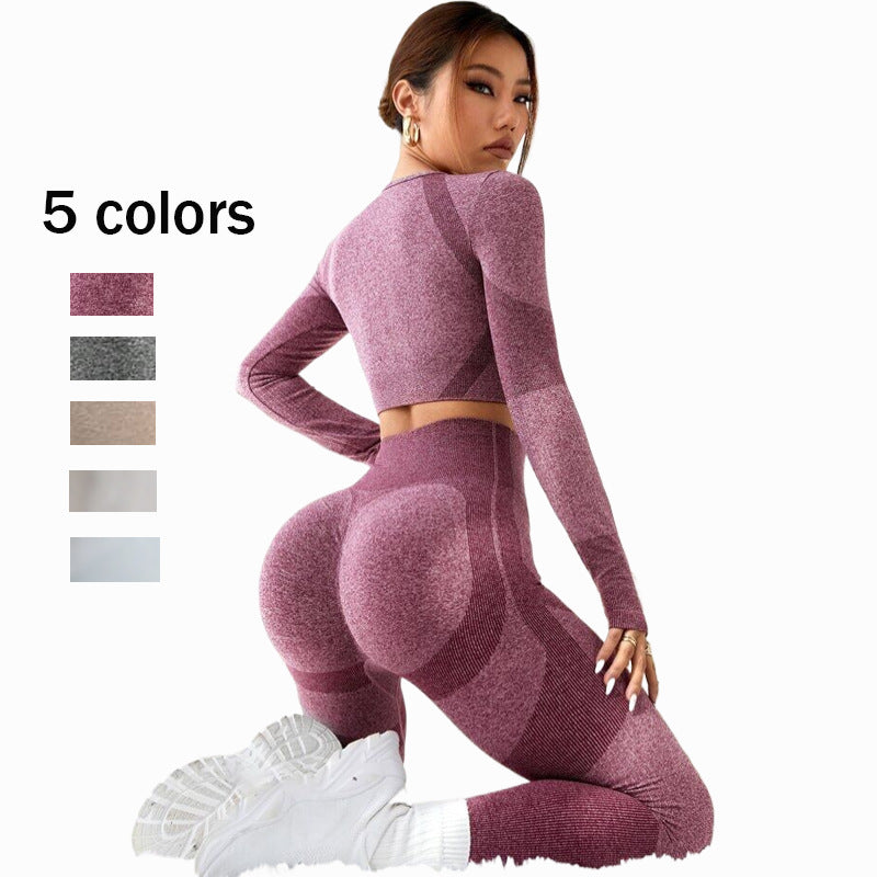 B-READY Peach Hip Yoga Pants Gym Fitness Workout Clothes Sportswear set