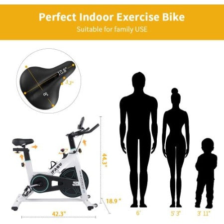 B-READY Stationary Bikes For Home Spin Indoor Exercise Bike With LCD Monitor And Comfortable Seat Cushion For Home Gym Cardio Fitness Training