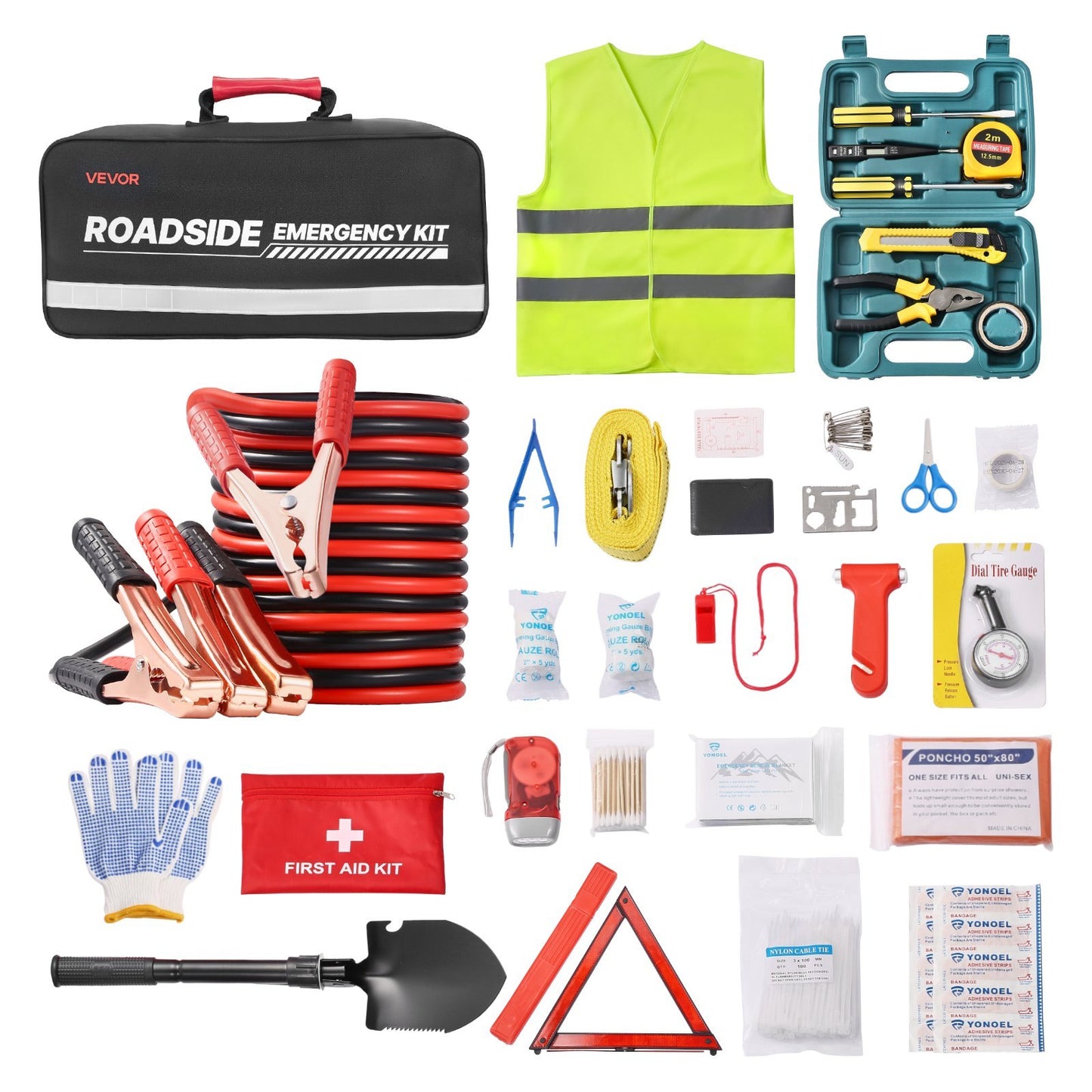 B-READY 31 Pcs Car Emergency Kit With Medical Emergency First Aid Kit For Vehicles B-PREPARED 2026
