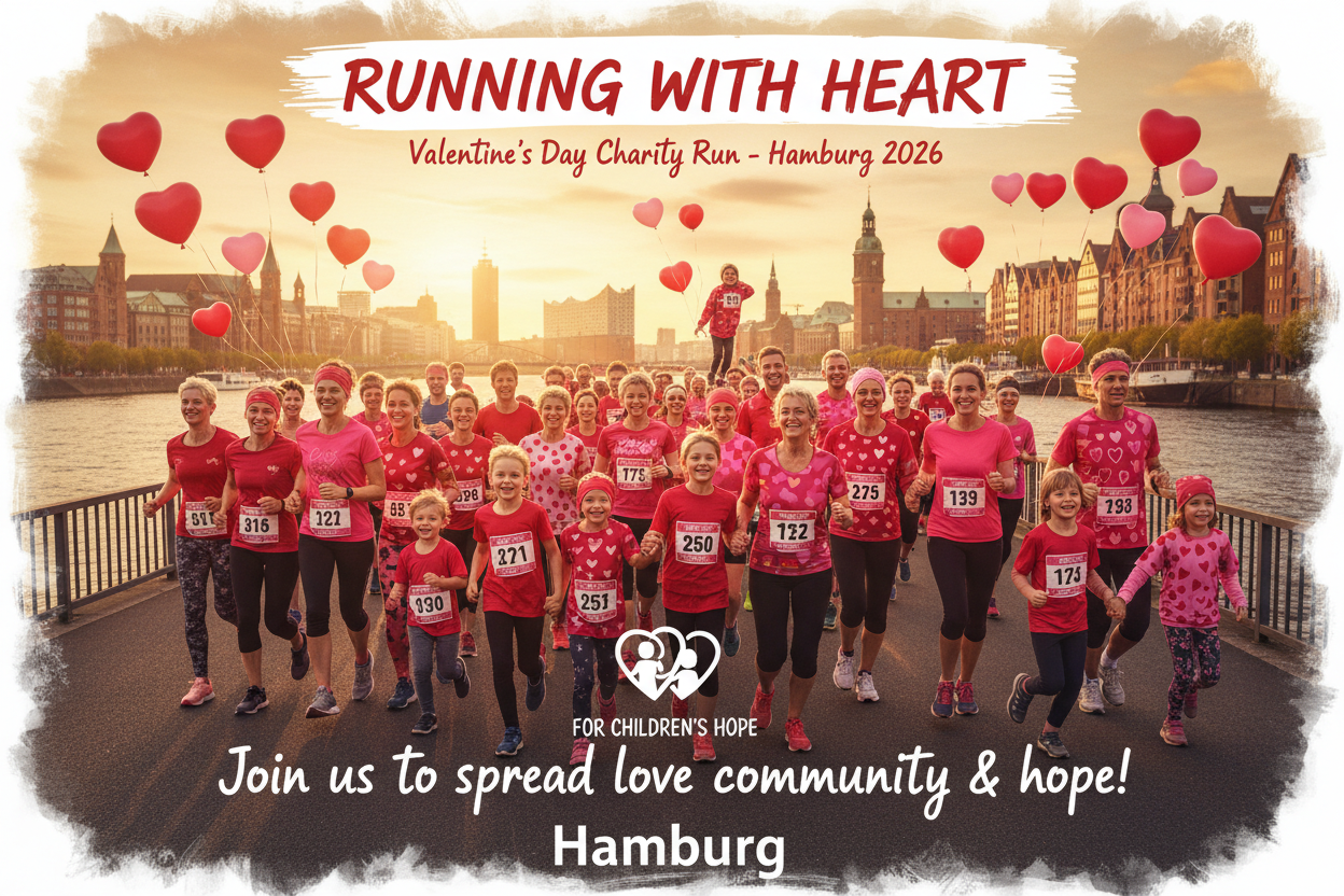 Erlebe den Valentinstag 2026 laufend!
Mach mit beim B-READY Charity-Lauf in Hamburg – für Liebe, Zusammenhalt &amp; Kinder, die unsere Hilfe brauchen. Jetzt anmelden oder spenden auf b-ready26.com