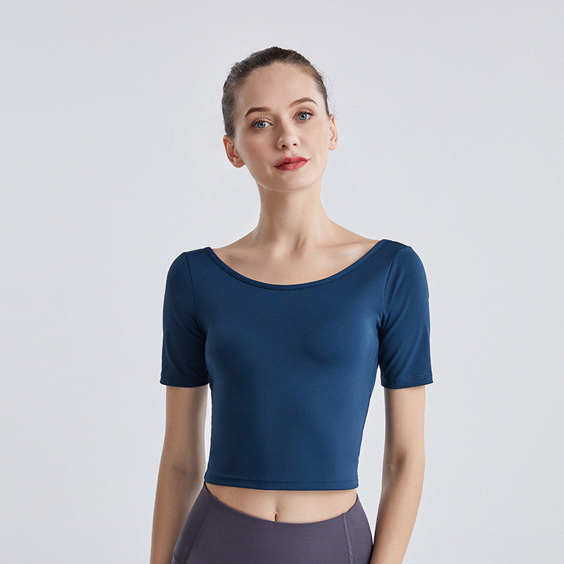 B-READY New Yoga Back Yoga Clothes Short-sleeved Cross Top