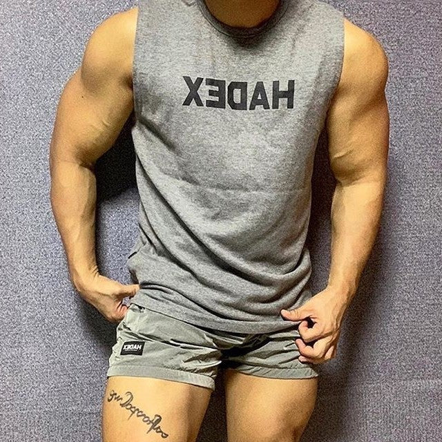 B-READY Cotton Vest Tank Top Sleeveless T-shirt Male Muscle Type Male Running Equipment Training Gym Clothes