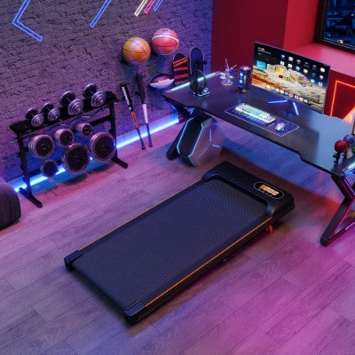 B-READY HOME TRAINER Folding Under Desk Walking Pad Treadmill With Adjustable Incline, 1-6 Km H Low Noise For Home  Office, LED Display, Magnetic Remote Control, Transport Wheels  Plug, Black.