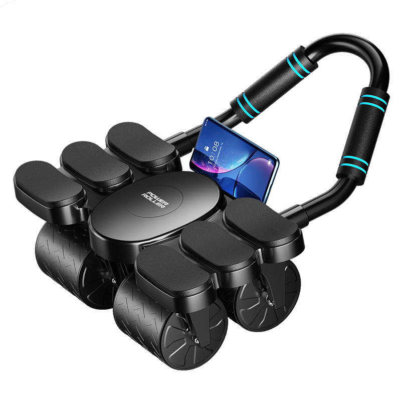 B-READY Home Four-wheel Abdominal Wheel Automatic Rebound Abdominal Muscle Training Firm Abs Thin Belly AB Roller Sports Fitness Equipment
