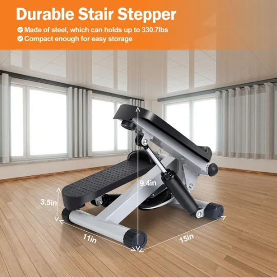 B-READY Exercise Stepper For Couples Mini Fitness Stepper With 2 Resistance Bands LCD Monitor Max 330.7LBS Load Stair Stepper Quiet Stepper