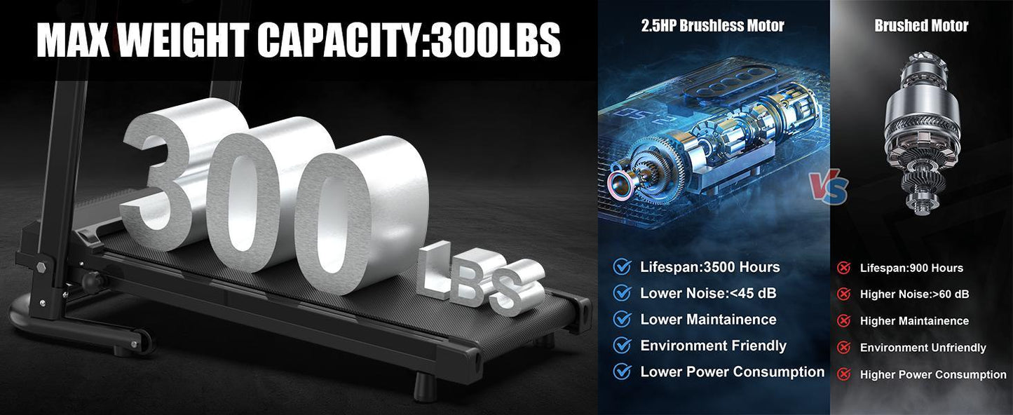 B-READY Home Use Foldable Portable 2.5HP Heavy-duty APP Controlled Fitness Walking Machine incl. Course