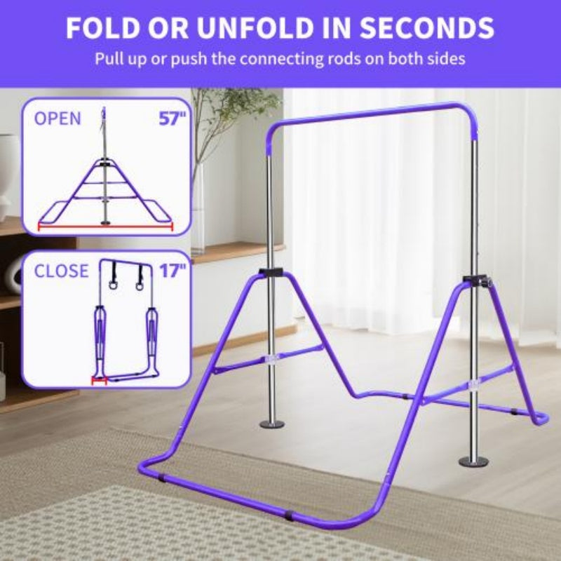 B-READY Kids Children's Retractable Height Adjustable Folding Home Use Pink Gymnastics Training Stick