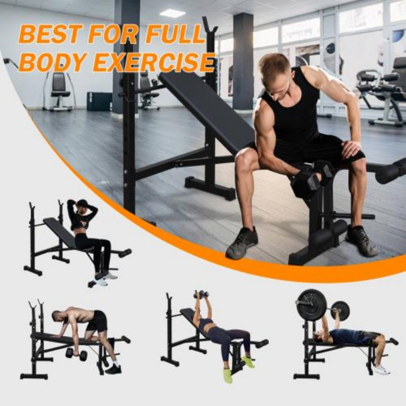 B-READY 26 Olympic Weight Bench Full Body Workout For Your Home Gym With Squat Rack And Bench Press