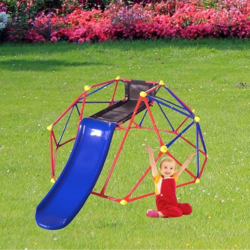 B-READY Kids Outdoor Indoor  6 Foot Dome Climber With 1.2 Meter Slide For Climbers Over 3 Years Old With Rock Climbing