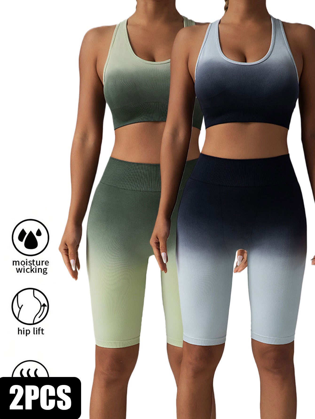 B-READY 2 Pack Workout Shorts For Women Scrunch Butt Lifting High Waisted Yoga Gym Seamless Booty Biker Shorts