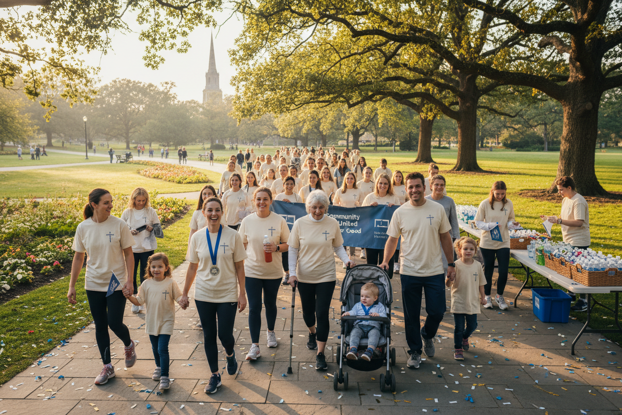⛪ KIRCHEN-GEMEINDE CHARITY WALK - Gemeinsam für den guten Zweck!

Der Charity Walk für Ihre Kirchengemeinde! Bewegung, Gemeinschaft und soziales Engagement vereint!

✅ Komplett-Paket (€450 für 30 Personen):
🚶 5-10 km Charity Walk - Für alle Altersgruppen
⛪ Kirchengemeinde-Trikots - Mit Gemeinde-Logo optional
🏅 Teilnahme-Medaillen - Für alle Gemeindemitglieder
📜 Urkunden - Personalisiert
❤️ €200 Charity-Spende - An Gemeinde-Projekt oder Wunsch-Organisation
📋 Spendenquittungen - Für alle Teilnehmer
🎤 And
