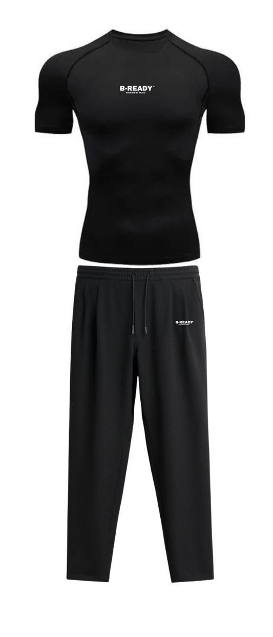 B-Ready Men’s Gymwear Set – Black T-Shirt & Pants