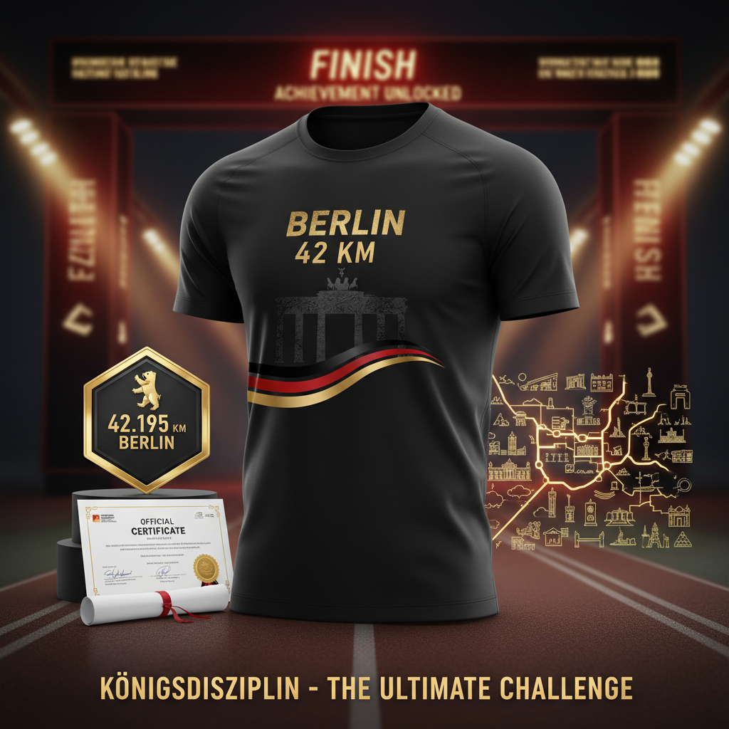 🏃 VIRTUAL MARATHON BERLIN 42KM - Königsdisziplin!

42,195km durch Berlin! Der Full Marathon - ultimative Herausforderung!

✅ Premium-Paket (€65):
🎽 Berlin City-Trikot PREMIUM - Brandenburger Tor, Schwarz/Rot/Gold
🏅 Digitale Medaille PREMIUM - Mit Name &amp; Zeit
📜 Zertifikat PREMIUM - Offiziell
🗺️ 42km Route-Map - Komplette Berlin-Tour
🏆 Leaderboard - Full Marathon Kategorie
❤️ €29 Charity - Berliner Kinder-Hilfe
📋 Spendenquittung - Steuerlich absetzbar
📖 16-Wochen Trainingsplan - Profi-Level
🎁 Ern