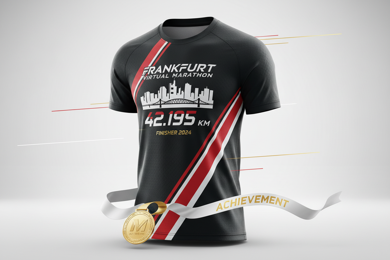 🏃 VIRTUAL MARATHON FRANKFURT 42KM - Königsdisziplin!

42,195km durch Frankfurt! Der Full Marathon für die Skyline!

✅ Premium-Paket (€65):
🎽 Frankfurt City-Trikot PREMIUM - Skyline, Schwarz/Rot/Weiß
🏅 Digitale Medaille PREMIUM - Mit Name &amp; Zeit
📜 Zertifikat PREMIUM - Offiziell
🗺️ 42km Route-Map - Komplette Frankfurt-Tour
🏆 Leaderboard - Full Marathon Kategorie
❤️ €29 Charity - Frankfurter Kinderhilfe
📋 Spendenquittung - Steuerlich absetzbar
📖 16-Wochen Trainingsplan - Profi-Level
🎁 Ernährungs-G