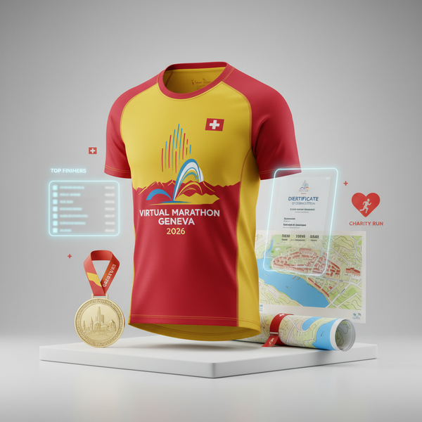 🏃 Virtual Marathon Genf 2026 - Laufe für Genf!

Repräsentiere Genf &amp; Schweiz! Virtueller Marathon mit Genf-Trikot in Gelb-Rot.

✅ Im Ticket enthalten (CHF 60 / €55):
🎽 Genf City Trikot - Design mit Jet d'Eau (Gelb/Rot)
🏅 Digitale Finisher-Medaille
📜 Digitales Zertifikat
🗺️ Genf Route Map - 42,195 km (Genfersee → Jet d'Eau → Altstadt)
🏆 Leaderboard
❤️ CHF 27 Charity Spende
📋 Spendenquittung
📅 Flexibel oder Gemeinsam:

✓ JEDERZEIT für Gruppen buchbar
✓ MONATLICH jeden Sonntag gemeinsam!

Lauf für 
