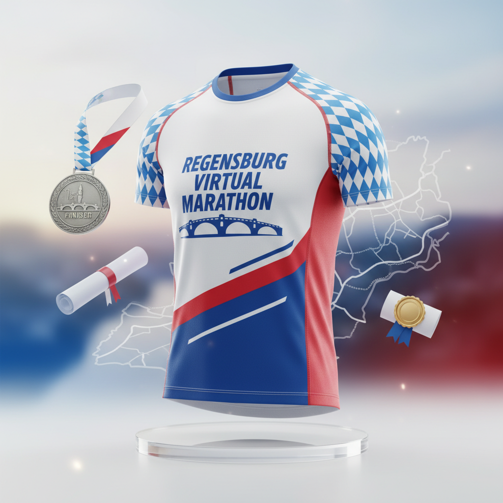 🏃 Virtual Marathon Regensburg 2026 - Laufe für Oberpfalz &amp; Bayern!

Repräsentiere Regensburg &amp; Bayern! Virtueller Marathon mit Regensburg-Trikot in Weiß-Blau-Rot und Charity-Komponente.

✅ Was ist im Ticket enthalten (€55):
🎽 Regensburg City Trikot - Design mit Steinerner Brücke (Weiß/Blau/Rot)
🏅 Digitale Finisher-Medaille - Personalisiert
📜 Digitales Zertifikat - Offizielles B-READY Zertifikat
🗺️ Regensburg Route Map - 42,195 km (Steinerne Brücke → Dom → Donau)
🏆 Leaderboard - Regensburg-Läuf