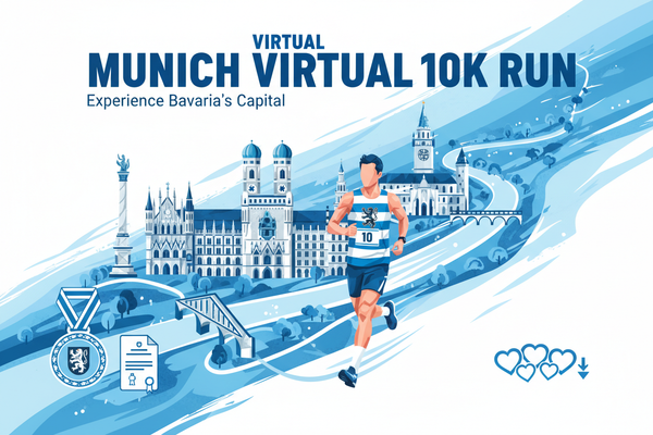 🏃 VIRTUAL RUN MÜNCHEN 10KM - Durch die Isar-Metropole!

10km durch München! Die beliebte Distanz für Bayern-Fans!

✅ Komplett-Paket (€35):
🎽 München City-Trikot - Frauenkirche, Blau/Weiß
🏅 Digitale Medaille - Mit Name &amp; Zeit
📜 Zertifikat - Offiziell
🗺️ 10km Route-Map - Marienplatz → Isar
🏆 Leaderboard - 10km Kategorie
❤️ €16 Charity - Münchner Kinderhilfe
📋 Spendenquittung - Steuerlich absetzbar
